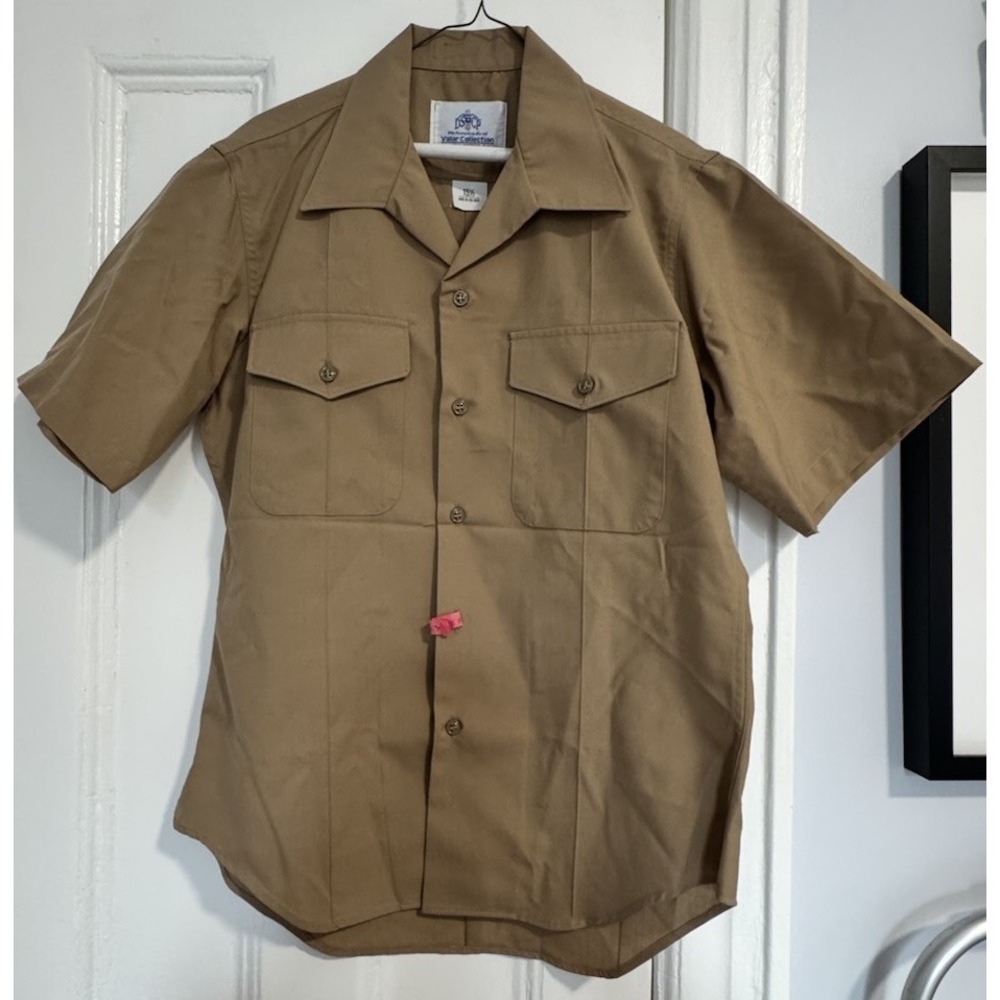 USMC Mens Khaki Short Sleeve Charlie Blouse Private First Class Sz 15 1/2